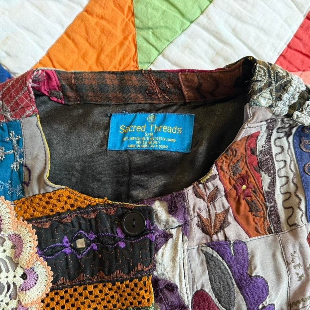 Sacred Threads Multicolored Patchwork Quilted Col… - image 5